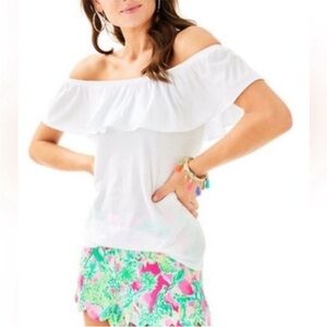 Lilly Pulitzer White La Fortuna Off Shoulder Top